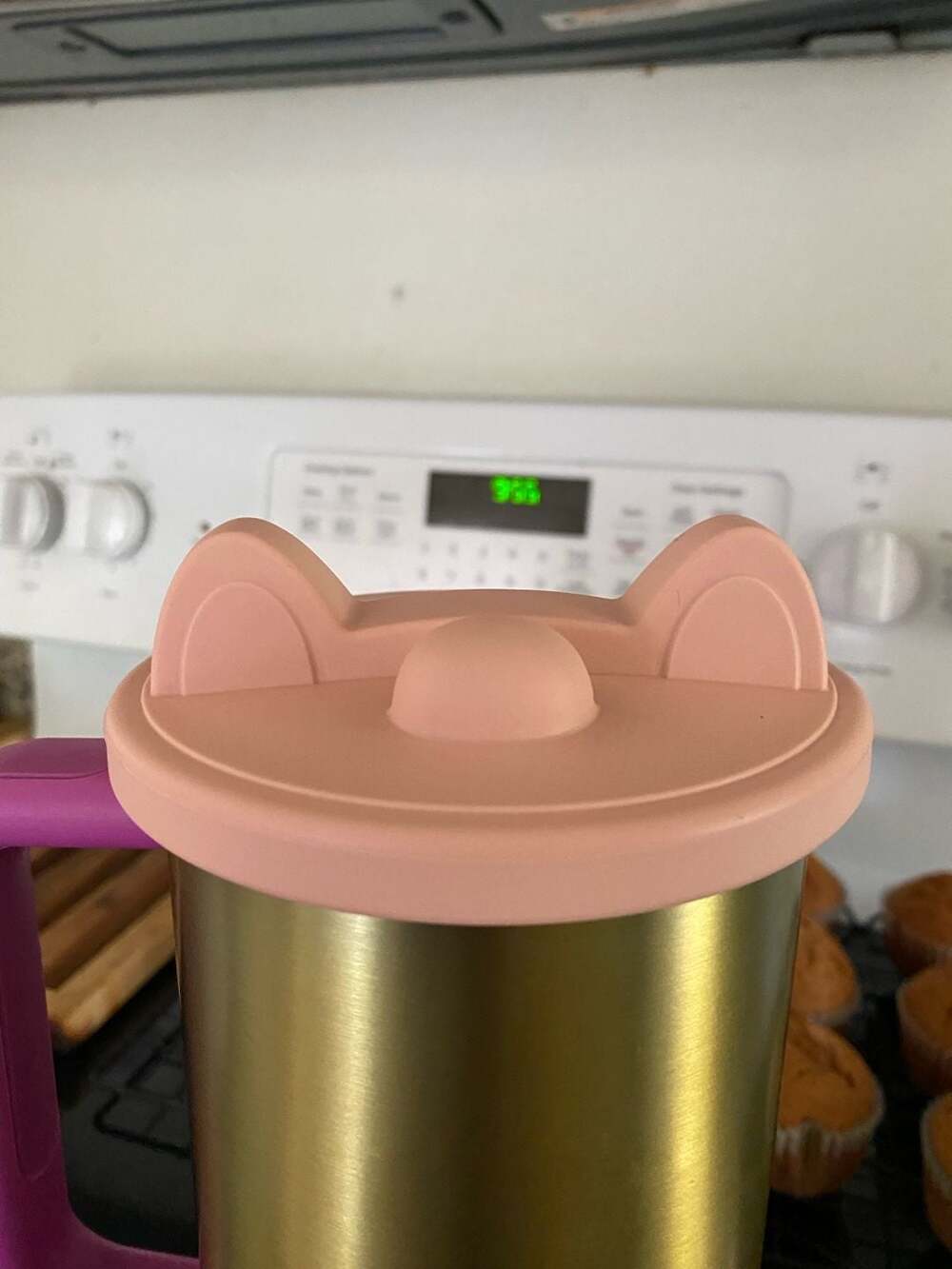 Pink or gray Cat Ear Tumbler Lid and Straw Charm Accessories Set NO BLACK LEFT